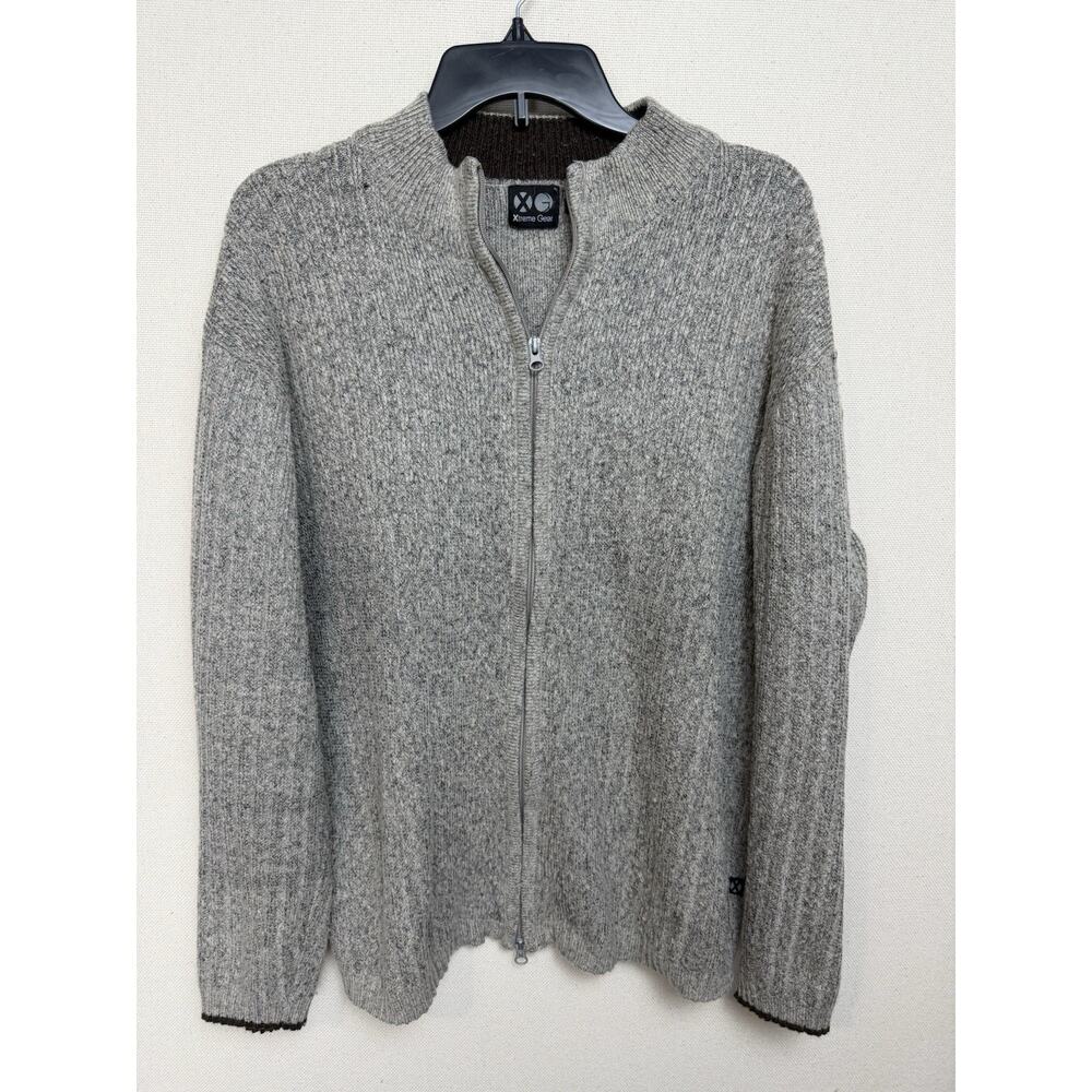 Extreme Gear Men’s Sz L Long Sleeve Full Zip Sweater Gray Classic Preppy